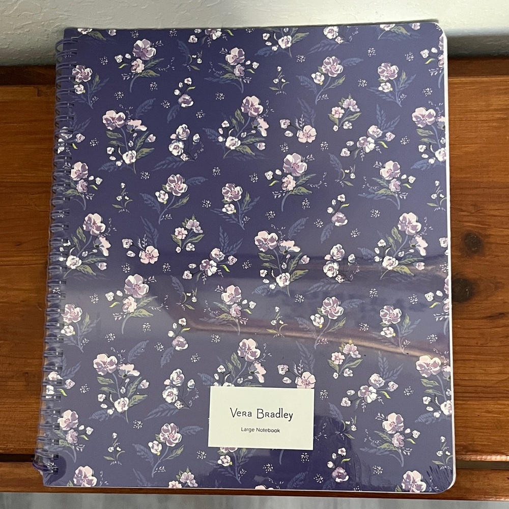 Vera Bradley LG Wild Roses Purple & Pink Floral Spiral Notebook Interior Pocket